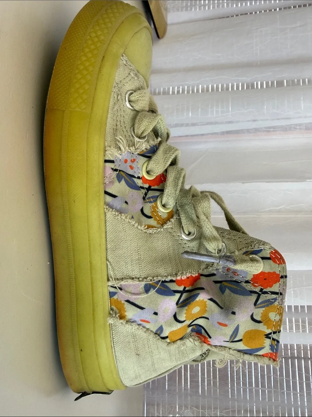 Converse High Top Sneakers in Sage Green with Yellow Sole